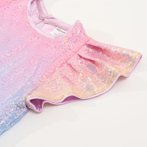 Image of Noomelfish Girls Short Sleeve Sequin Shirts Party Glitter Sparkly Tops Blouse (5-12 Years)