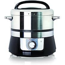 Euro Cuisine FS3200 Electric Food Steamer, Versatile Vegetable Steamer & Steam Cooker for Healthy Cooking, Ideal for Fish, Veggie, Meat, Easy Cleaning, Stainless Steel Design 1200 Watts