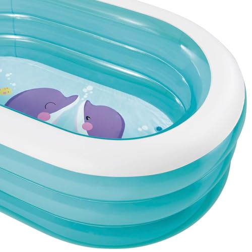 Image of Storio Oval Whale Inflatable Pool for Kids - Multicolor | Baby Swimming Pool for Toddlers | Whale Design Water Play Pool for Balcony, Garden & Outdoor | Safe PVC Splash Tub for Boys & Girls