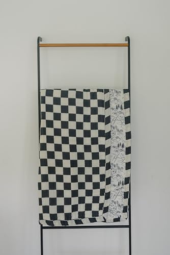 Image of Summit Charcoal Checkered Muslin Quilt by Mebie Baby