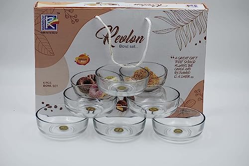 Rainbow Art® Pack of 6, 120 ML Glass Serving Bowls Set Salad Mixing Small Portion Serving Microwave Safe Clear Glass Bowls for Mixing Storing
