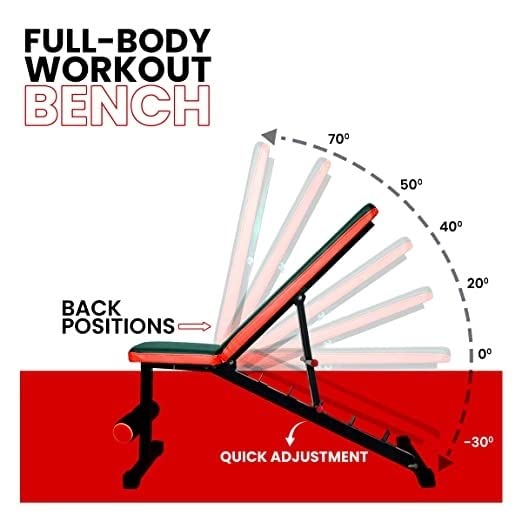 Image of BodyFit Fitness New Multi Adjustable Exercise Incline Bench | Full Body Workout | Foam Soft Padding | Bench Press | Heavy Solid Steel, 250 Kg