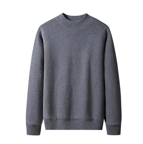 Men Mock Neck Knit Sweater Solid Color Knitted Pullovers Jumper Black Cotton Sweater Tops