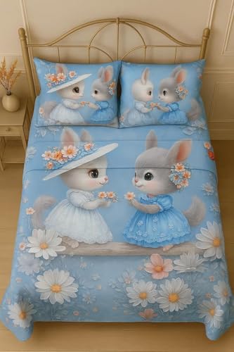 Image of DECORUM Premium 7D Digital Printed Cotton BEDSHEET (90 X 100) Inch with 2 King Size Pillow Covers - HIGH-Definition Design & Superior Comfort (Heavy Quality) BEDSHEET