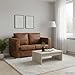 Homgoday Braunes Vintage-Look 2-Sitzer-Sofa mit abnehmbaren Kissen, Holzrahmen und künstlichem Wildleder, 137 x 73 x 82 cm - Wohnzimmer, Lesen, Entspannen Terrassensofas, Gartenmöbel Model244702