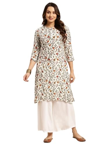 Image of rangita Yellow Rayon Calf Length Striped Straight Kurti for Women | Kurta for Women