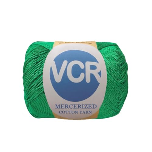 Image of VCR 4 Ply Shamrock Green 100% Mercerized Cotton Yarn, 60 Grams Hank, 190 Meters Length, Cotton Combed Ball, Smooth and Glossy Crochet Yarn for Crochet and Knitting, Pack of 1, Suitable for DIY Crafts