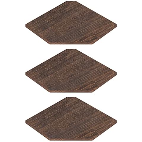 YBING Corner Shelf Wall Mount Wood Corner Floating Shelves with Cord Wire Hole Set of 3 Unique Corner Wall Storage Shelf for Wall Decor Living Room Bedroom Rustic Brown 12” Diameter Cover