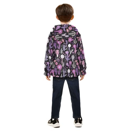 CHIFIGNO Purple Cactus Winter Coats for Toddler Boys, Toddler Zip up Hoodie Boy Boys Lightweight Jacket for Fall Winter Spring 7-8Y4
