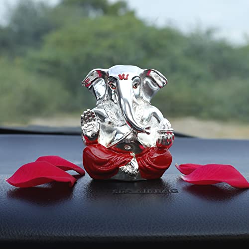 Image of Neodrift Ganesh Idol for Car Dashboard (Real 24kt & 999 Silver Plated, Dual-Tone Gold & Silver) (Model ND07) - Enhance Your Drive