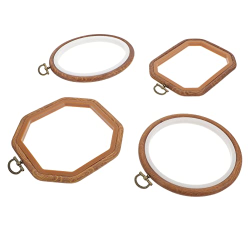 Wakauto Square Frame 4pcs imitation wood embroidery garland decor wooden embroidery hoops DIY Embroidery Hoops set oval Cross