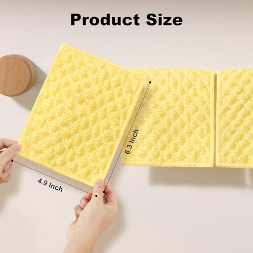 Image of JOYMOOP Bubble Mesh Microfiber Cleaning Cloth, Reusable Non-Scratch Cleaning Rags, Dual-Sided Dish Cloths, Multipurpose Dish Rags for Dishwashing, Kitchen, Stainless Steel-6 Packs, Yellow