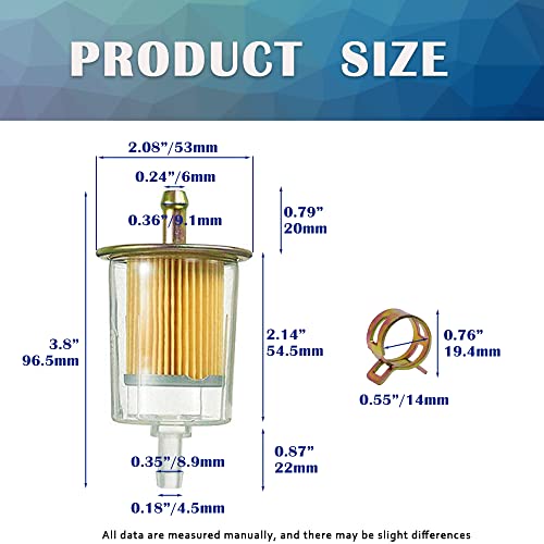 HayEastdor 4PCS 5/16\" Universal Fuel Filters with 8PCS 14mm Hose Clamps Gas Inline Fuel Filter Replacement for Motorcycles, Cars, Trucks HE007 - Thumbnail 2
