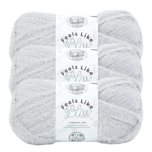 Image of Lion Brand Yarn Feels Like Bliss, Bulky Yarn for Knitting, Sterling, 3 Pack