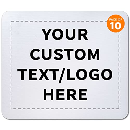 Custom Rectangle Mousepads Set of 10, Personalized Bulk Pack - Great Gift for Employees, Clients, and for Tradeshows - White