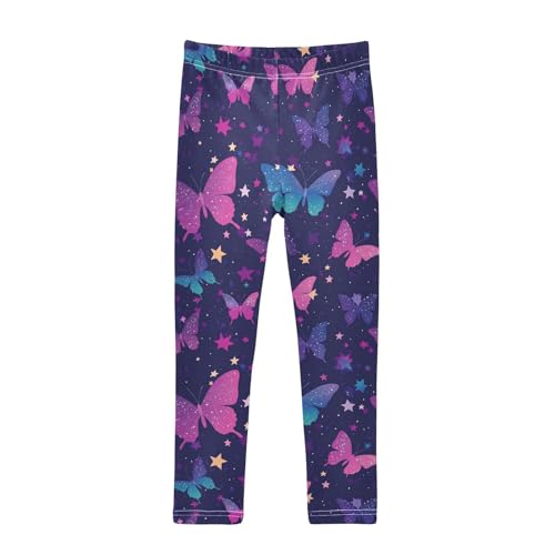 Wusikd Butterflies Girls' Leggings Toddler Doodles Purple Pink Kids Yoga Pants Dance Active Tights 4T