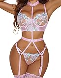 Avidlove Lingerie For Women Mesh Sexy Lace Embroidered Lace Bodydoll Teddy Lingerie