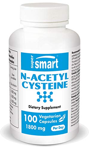 Supersmart - N-Acetyl Cysteine (NAC) 600 mg- Acide Aminés, Antioxydant et Anti-âge - Contribue à la protection du foie | Sans OGM - 100 Capsules Végétariennes Cover