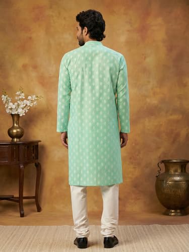 Image of Amazon Brand - Tavasya Men Floral Printed for Regular Fit Kurtas | Ethnic Wear | Festive | Cotton Blend | Knee Length