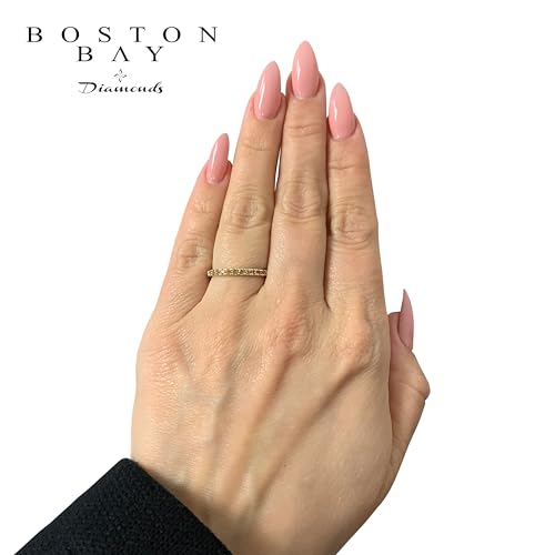 Boston Bay Diamonds 10K Gold Stackable Wedding Gemstone Anniversary Band Ring - Choice of Birthstone, Ring Size, and Yellow or White Gold2
