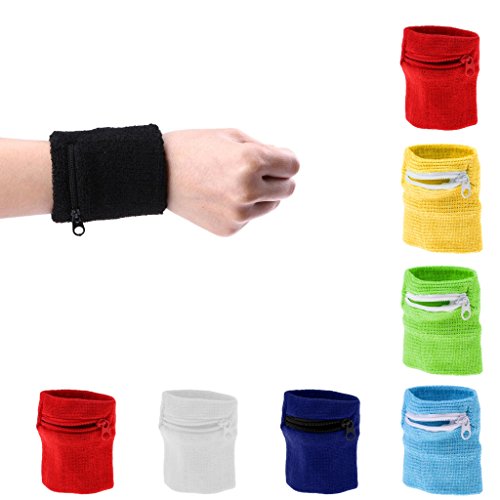 gazechimp Adulto Sweatband Running Wrist Wallet Sport Travel Wristband Zipper Pocket - Azul Royal