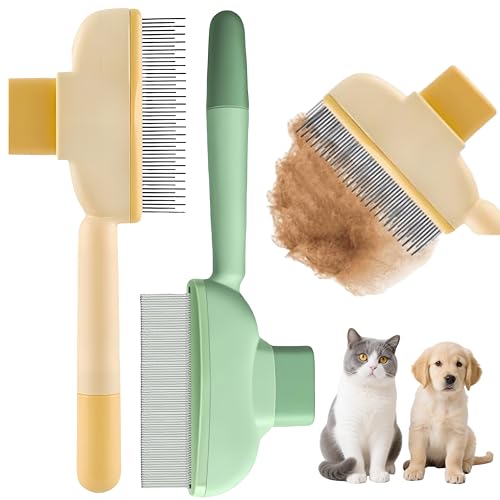 2 PCS Cat Comb Dog Comb Tool, 1 PCS Pet Hair Removal Gloves Brush, Reusable Pet Cat Dog Hair Removal Grooming Gloves Brush Tool (2PCS+1PCS)