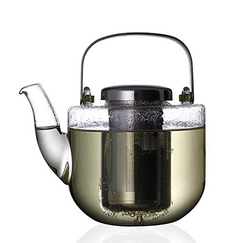 Théière en verre borosilicate avec infuseur thé en acier inoxydable, thé en vrac, thé à feuilles, bec anti-gouttes, 0.75 L Cover