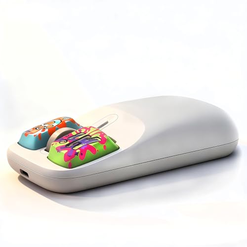 Jiieuilk Retro Mouse 2.4G & Bluetooth Mouses Connectivity, Lightweight Rechargeable Wireless Mouse 100h Battery Life with USB Receiver, PC/Mac - White