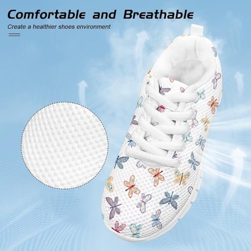 Children's Butterfly Sneaker Soft Lightweight Non-Slip Athletic Hiking Shoes for Big Kids Breathable Lace-Up Walking Sneaker for Litter Kids US 11-54