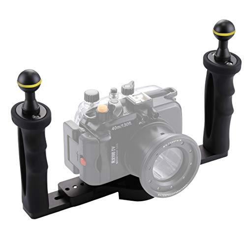 Timemall Action Camera Accessories Dual Handle Aluminium Tray Stabilizer for Underwater Camera Housings,Simple and Practical
