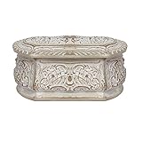 S-MANTIS Vintage Rings Box Hand Painted Ornate Art Nouveau Rectangular Antique Earrings Trinket Organizer Mini Storage Box With Detailed Embossed Floral Gift (Imitation Wood Color)