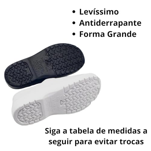 Babuche Sapato Fechado Profissional Unissex Trabalho Cozinha Hospital (Branco, BR, Adulto, Numérico,