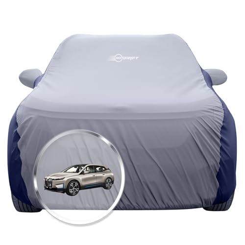Image of NEODRIFT 'SuperTech' Car Cover for BMW iX (100% Water-Resistant, All Weather Protection, Tailored Fit, Multi-Layered & Breathable Fabric) (Colour: L.Grey+Blue)