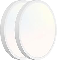 Vista 1 de hykolity Paquete de 2 Luces de Panel Plano Redondo LED de 9 Pulgadas con CCT Seleccionable, 18W 1800LM 3000K/4000K/5000K, Lámpara de Techo