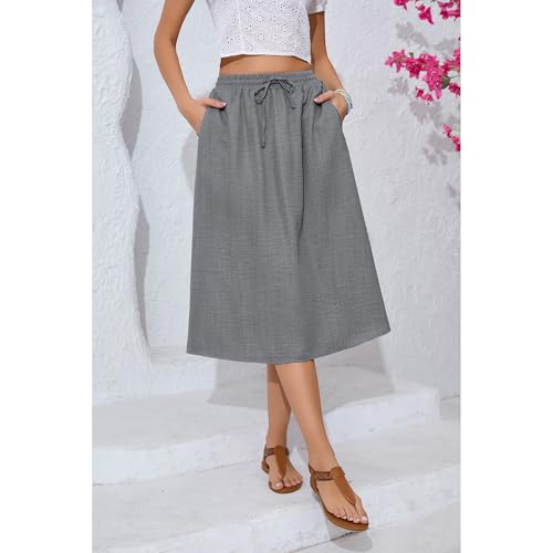 Image of Witsmile Women's Summer Pleated High Waisted Casual Flowy Skirt Pockets