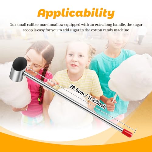 Zorqon Long Handle Large Caliber Marshmallow Machine Spoon, Stainless Steel Sugar Spoon, Cotton Candy Machine Spare Parts