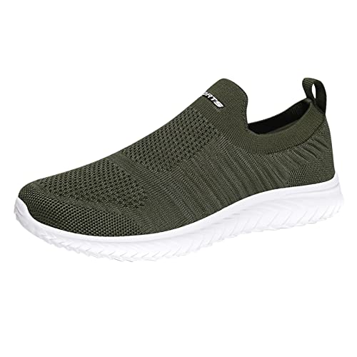 Woaikeyu hombres zapatillas moda verano hombres zapatillas malla mosca tejido ligero cómodo casual plano inferior, ejército verde, 45 EU