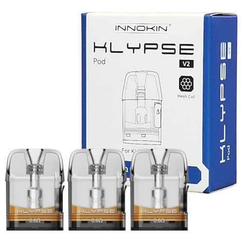 For Innokin Klypse V2 Pod 2 ml 0,6 Ω [22 W] Relleno lateral | Cartucho compatible con Kit Klypse/Kit Klypse Pro/Klypse Plus/Mecha/Zip - 3 unidades/paquete - No Nicotine