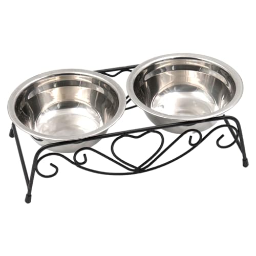 Pesoncarl Raised Dog Bowls, Stainless Steel Anti-Tipping Stable Double Cat Bowl, Retro Elevated Pet Feeder to Protect Your Pet's Cervical Spine, Bowls