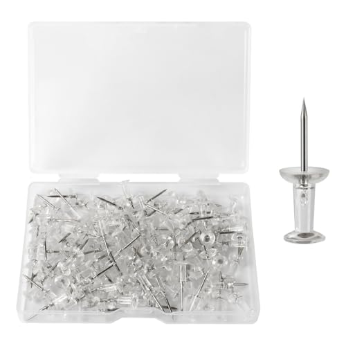 BOUMVID 100 Piezas Chinchetas Pared, Techo Coche, Corcho, Pins Transparentes, Pines de Empuje para Mapas Marca de Mapa, Tablón de Anuncios, Corcho Pared