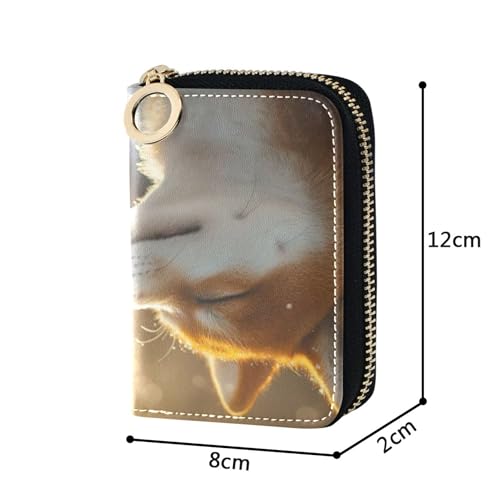 Small Womens Wallet Credit Card Wallets RFID Blocking Leather Zipper Wallet with Coin Pouch Happy Shiba Inu Snowy Art3