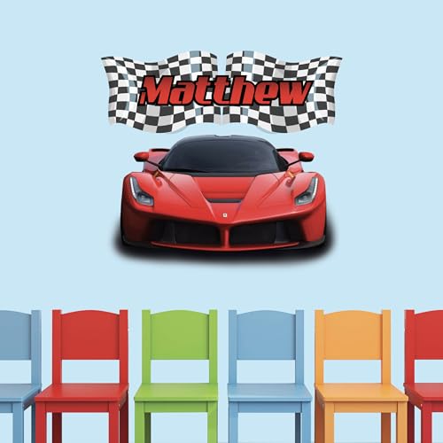 Vinilo decorativo personalizado de autos de carrera para niños miniatura 5