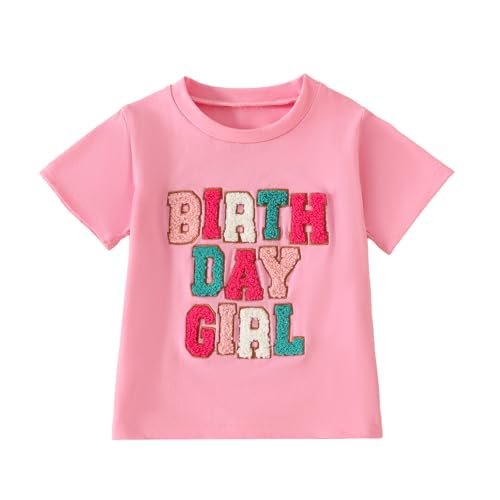 Birthday Girl Print Embroidery Tshirts Tops Little Princess Birthday Outfit Clothes Kids Summer Tees Shirt