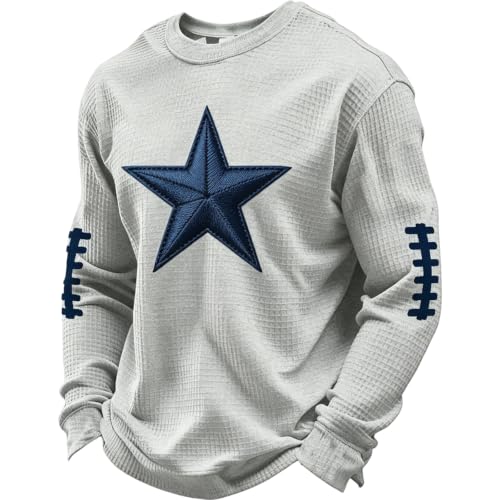 Waffle Knit Game Day Sweatshirt Athletic Crew Neck Sweatshirt for Mens - image 1