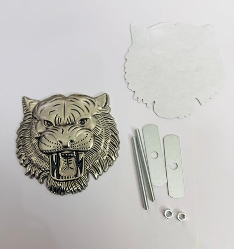 Image of Emblems for Car & Bike Metal Lo.go and Grill Me.tal Lo.go, Auto Accessories for Car Emblem 3D Badge Auto Racing Sport Sticker Grand Tourer Decal. (Big Silver Lion Grill Logo)