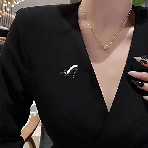Image of High Heel Brooch Ladies Crystal Rhinestone High Heel Princess Shoes Women Stylish Charm Brooch Pin