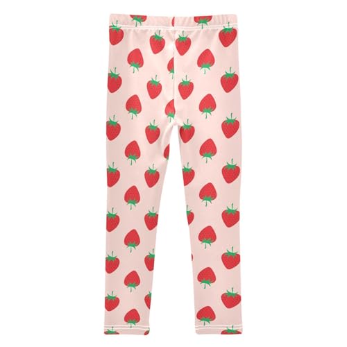 Girls Leggings Soft Toddler Ankle Length Bottoms Strawberry Print Kids Dance Yoga Pants 4-10 Years2