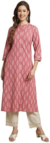 Pistaa's Women's Cotton Relaxed Fit A Line Floral Print A-Line Kurta