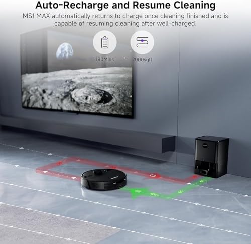 Image of MONSGA Robot Vacuum and Mop Combo, 6000Pa Robotic Vacuum with 3.5L Self Emptying Station, Lidar Navigation Robot Vacuum Cleaner, 180mins Runtime, APP /Remote /Voice Control, for Hard Floors and Carpets