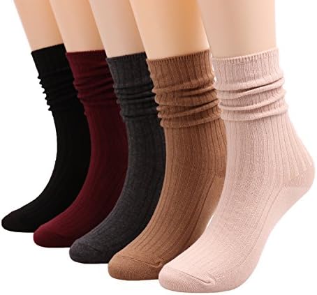 Galsang Women's Socks Thick Knit Wool Thermal Casual Crew Socks,Cozy Warm Slouch Cotton Knit Calf Socks Gift For Women,#K809 (Mixed COLOR A04)